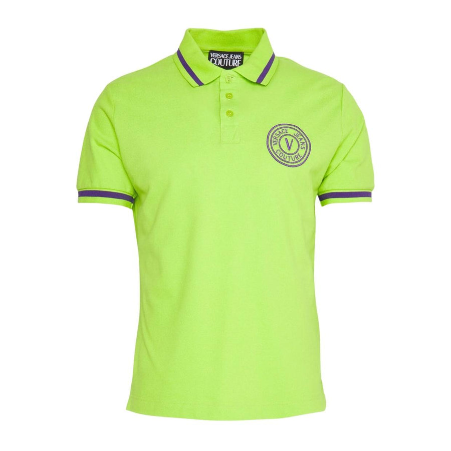 Versace Jeans Couture Embroidered Emblem Green Polo Shirt