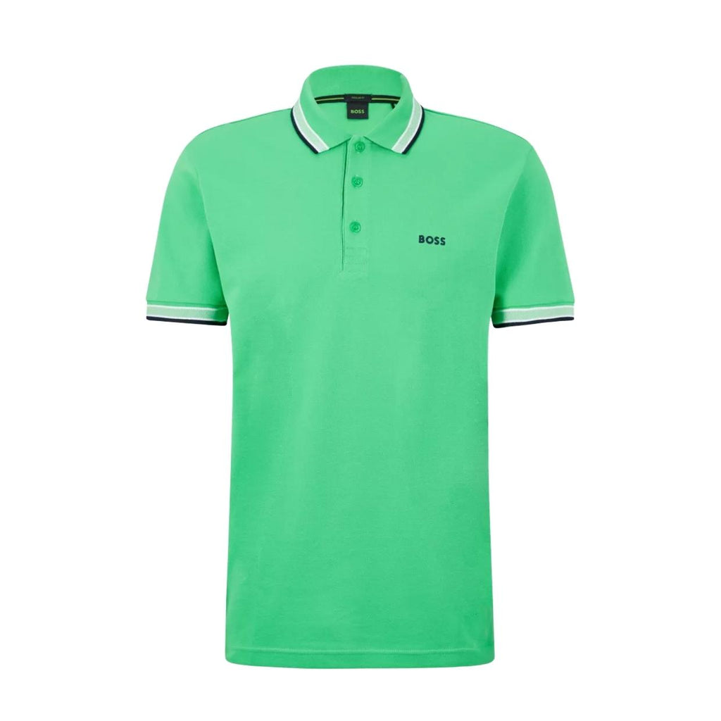 BOSS Paddy Embroidered Logo Green Polo Shirt – Retro Designer Wear