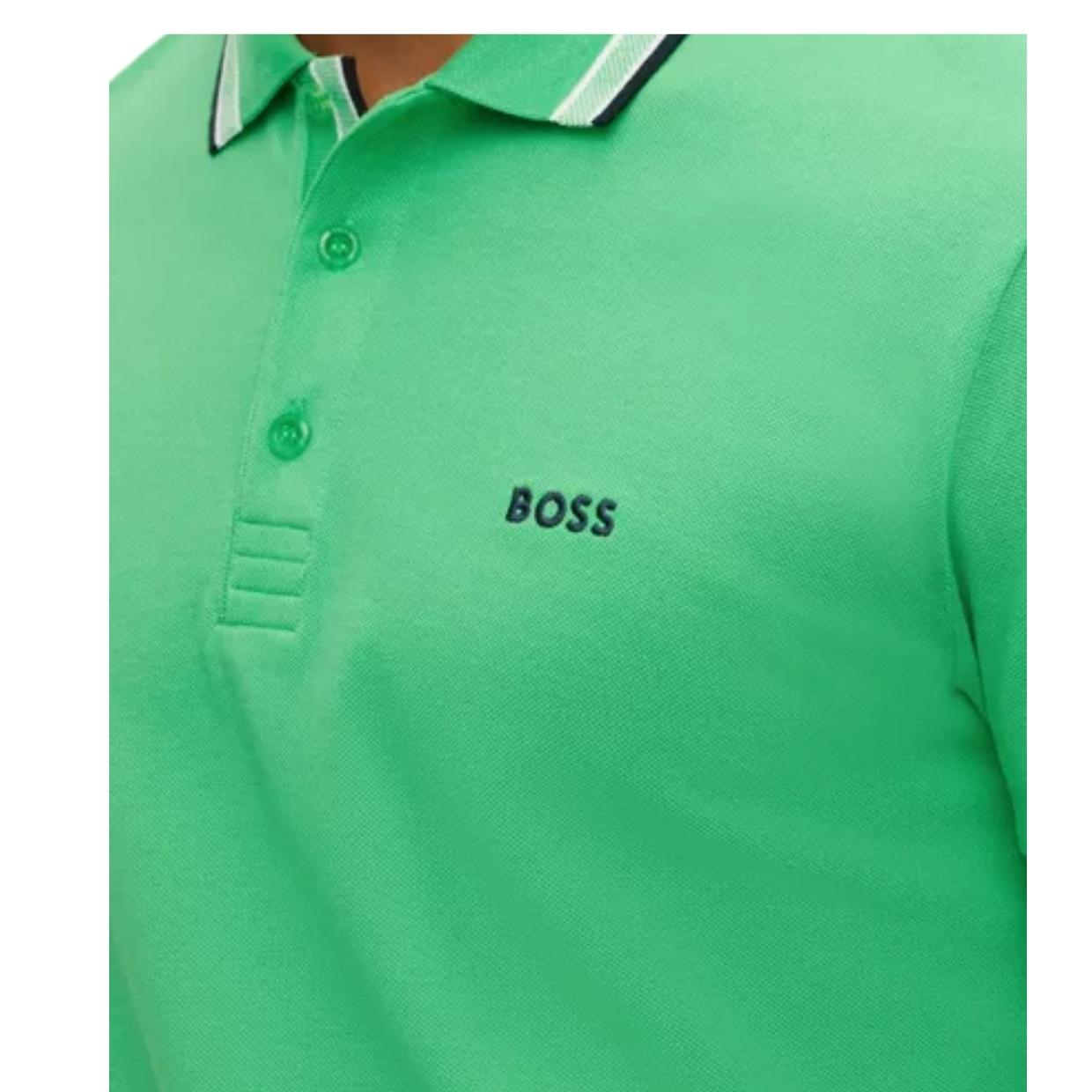 BOSS Paddy Embroidered Logo Green Polo Shirt