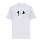 Neil Barrett White Mirrored Bolt Print Logo T-Shirt