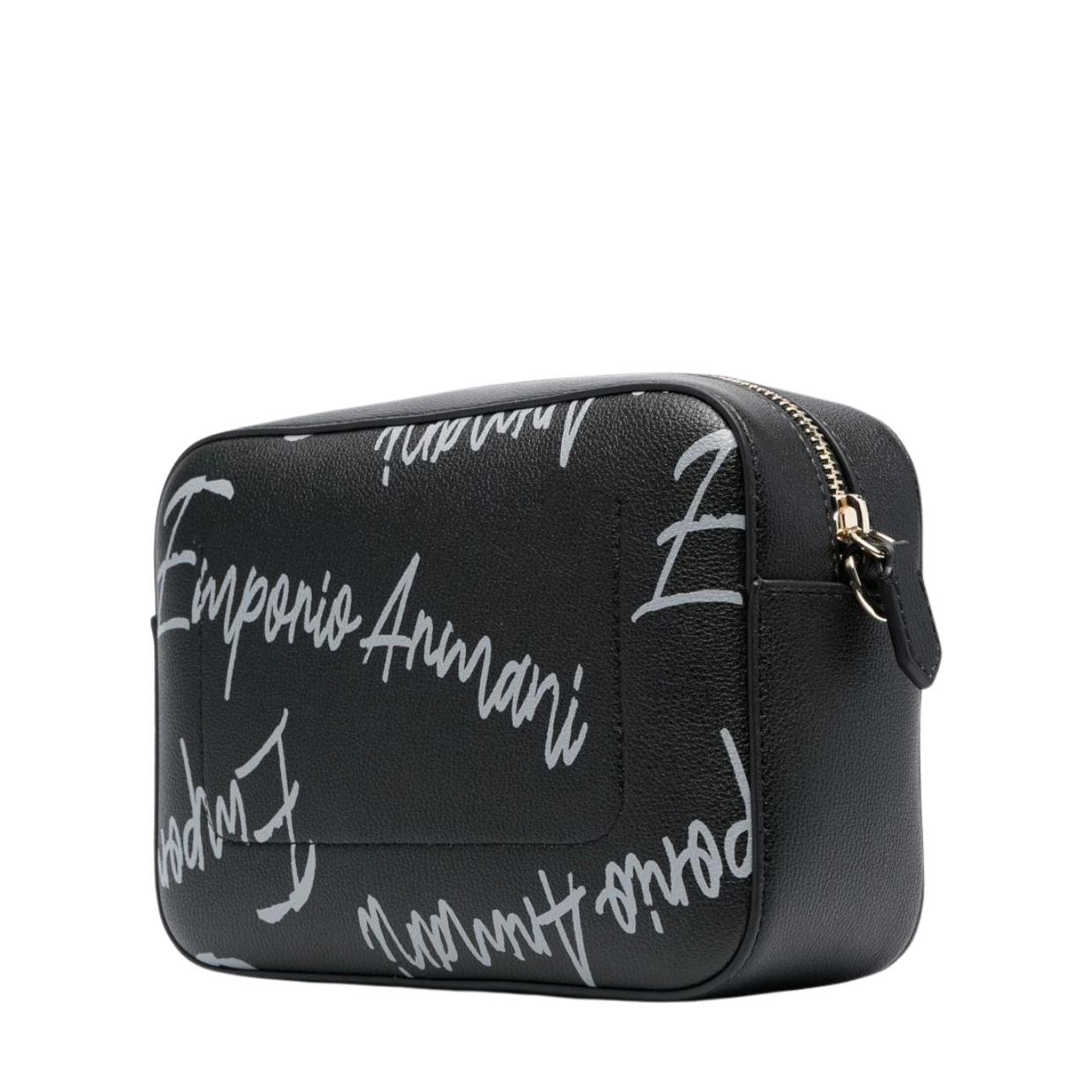 Emporio Armani All-Over Logo Black Crossbody Bag
