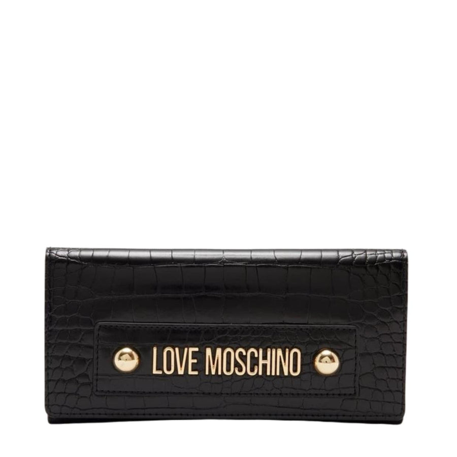 Love Moschino Black Croc Metal Logo Wallet