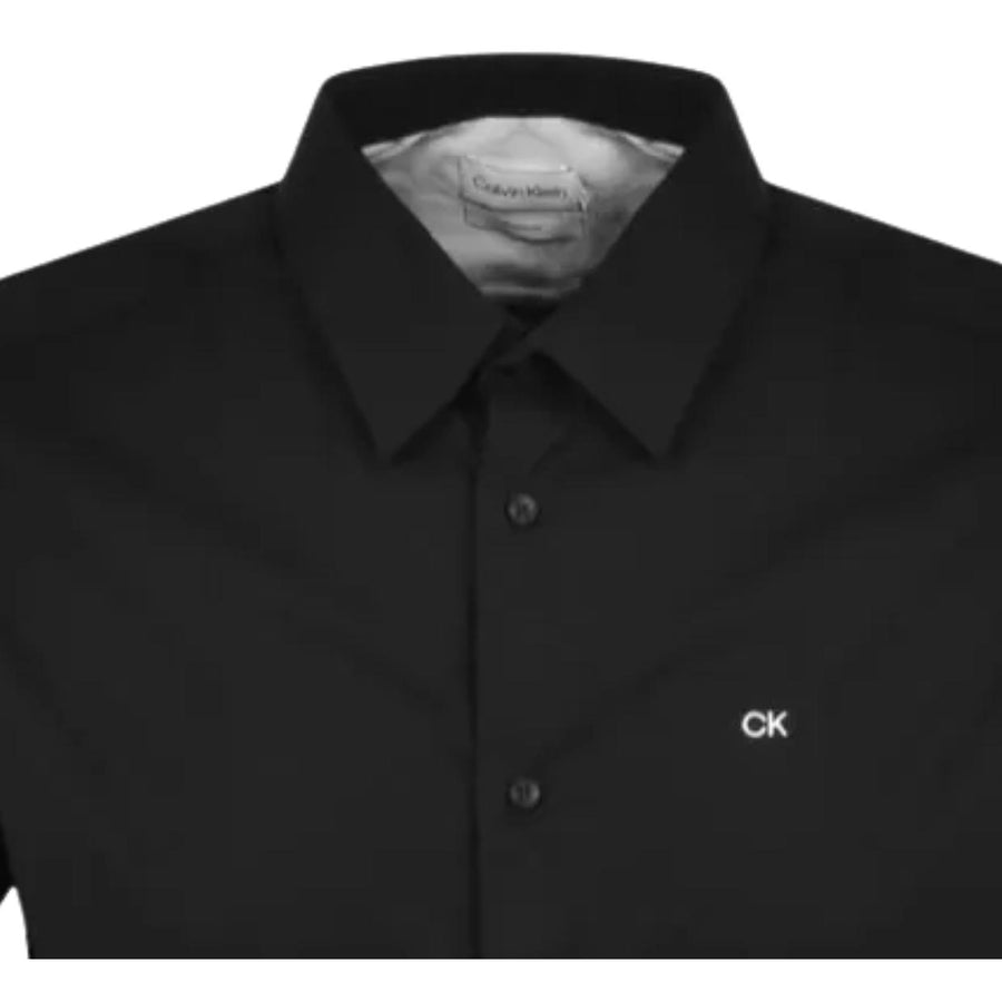 Calvin Klein Stretch Poplin Short Sleeve Black Shirt