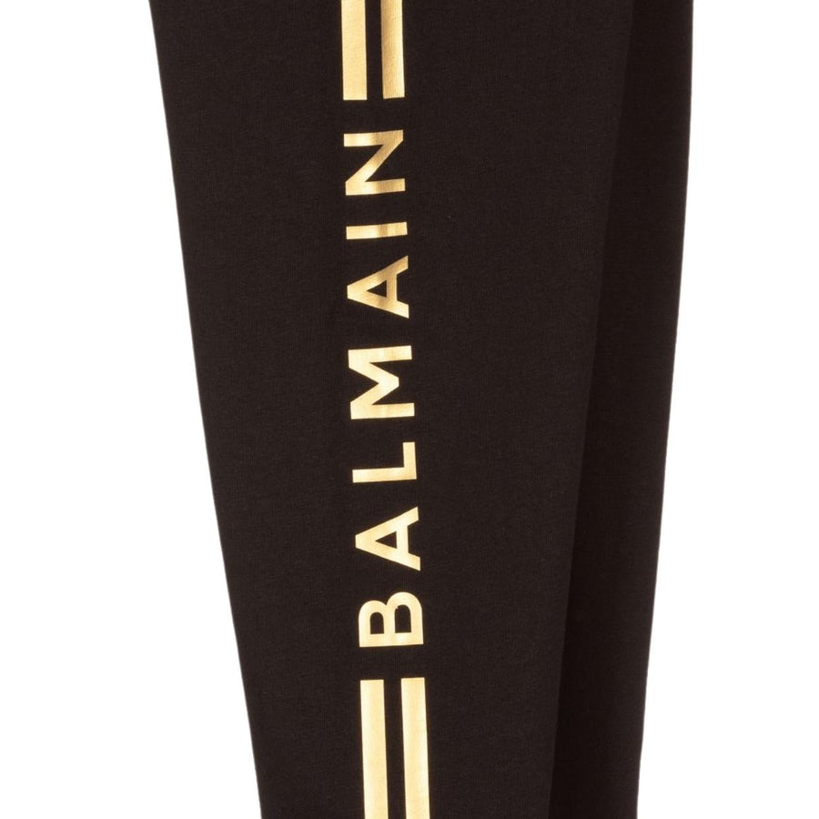 Balmain Kids Gold Print Logo Legging