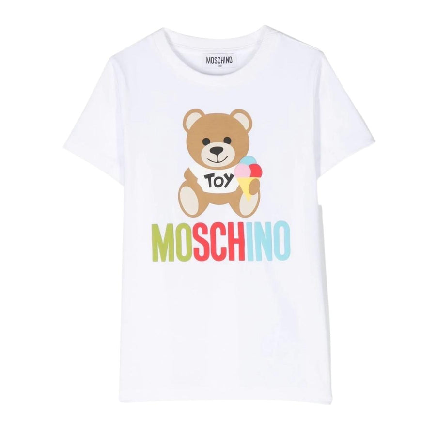 Moschino Kids Teddy Bear Graphic Logo White T-Shirt