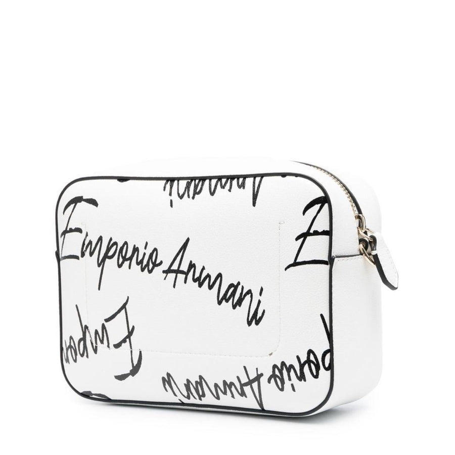 Emporio Armani All-Over Logo White Crossbody Bag