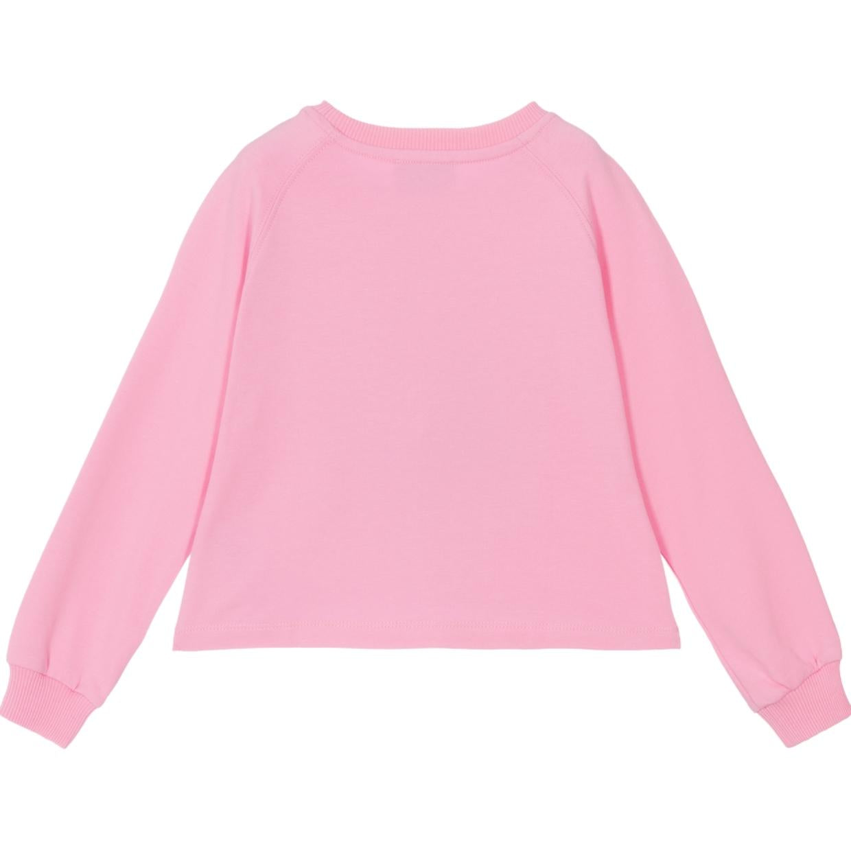 Moschino Kids Pink Rhinestone Heart Sweatshirt