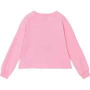 Moschino Kids Pink Rhinestone Heart Sweatshirt