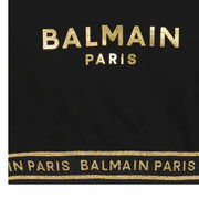 Balmain Kids Gold Glitter Logo Cropped Sweatshirt