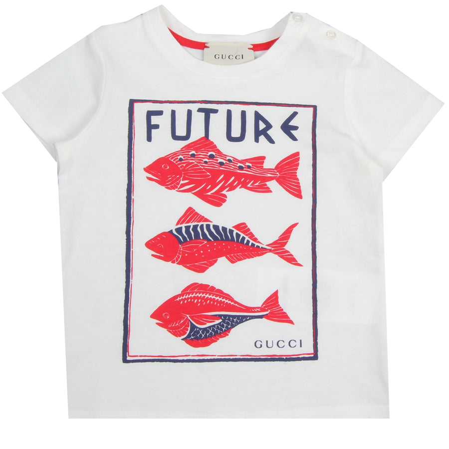 Gucci Baby Fish Print White T-Shirt - Retro Designer Wear