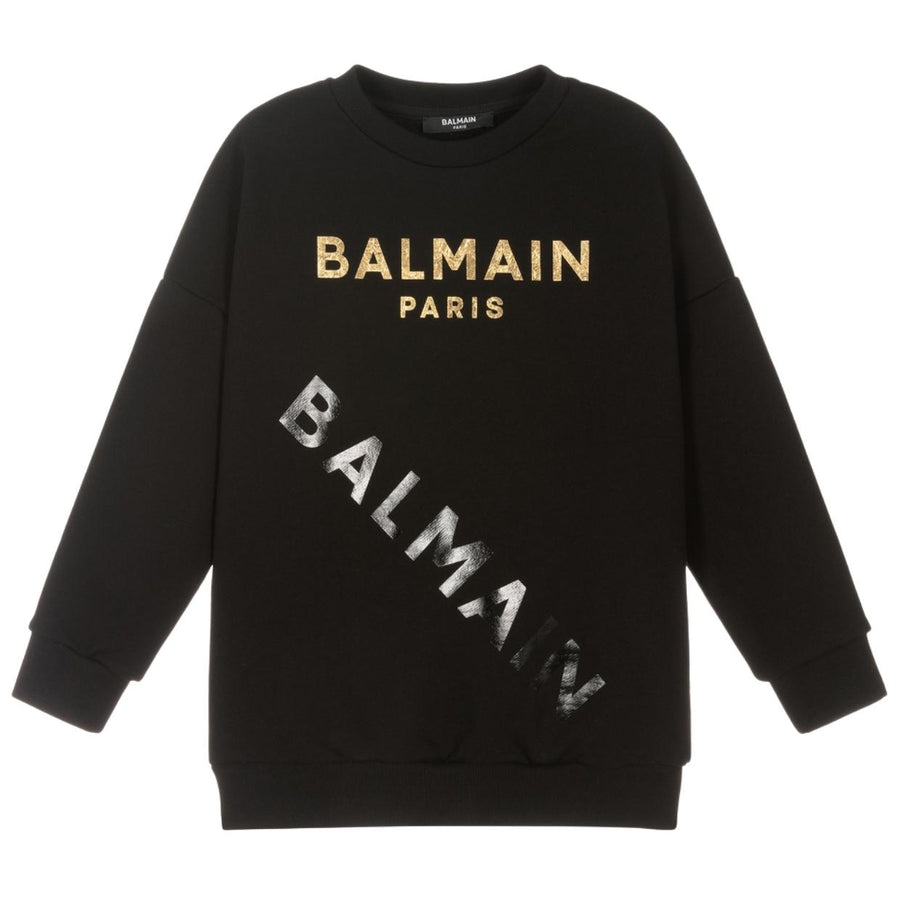 Balmain Kids Printed Contrast Logo's Black Sweatshirt