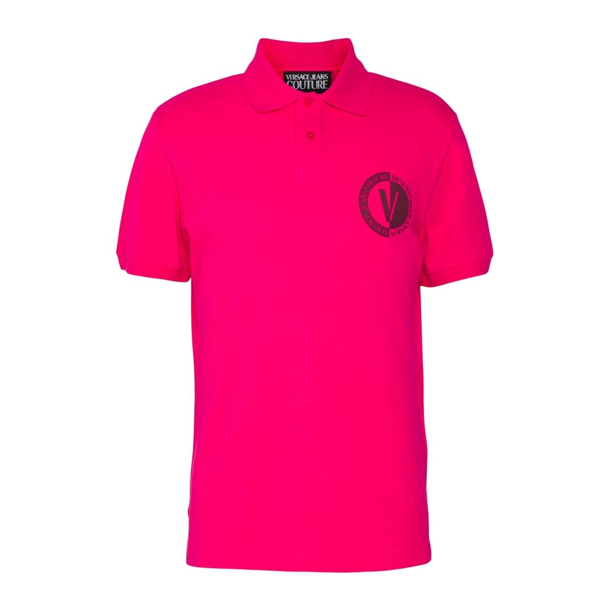 Versace Jeans Couture Small Emblem Pink Polo Shirt Retro Designer Wear