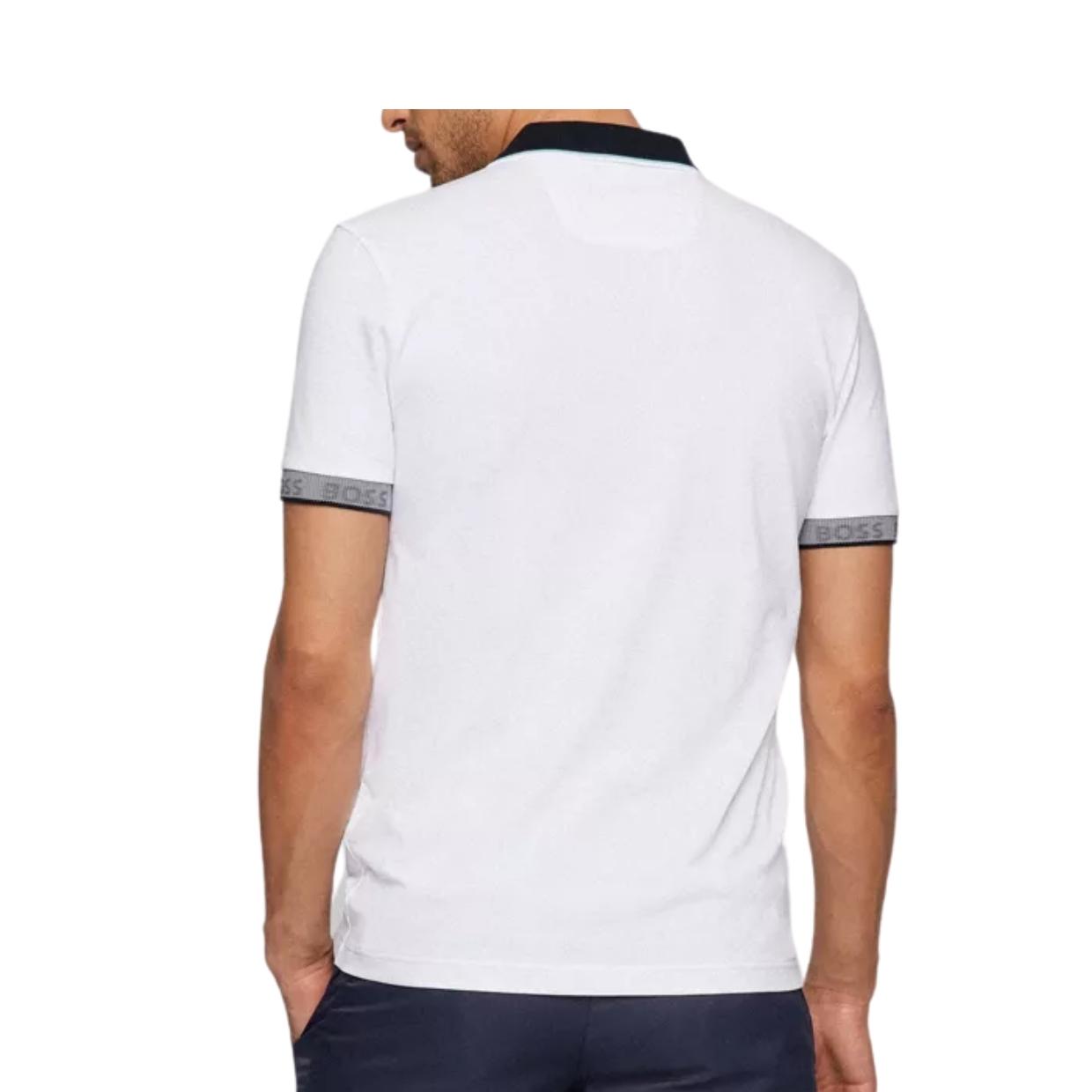 BOSS White Paule Logo Detail Polo Shirt