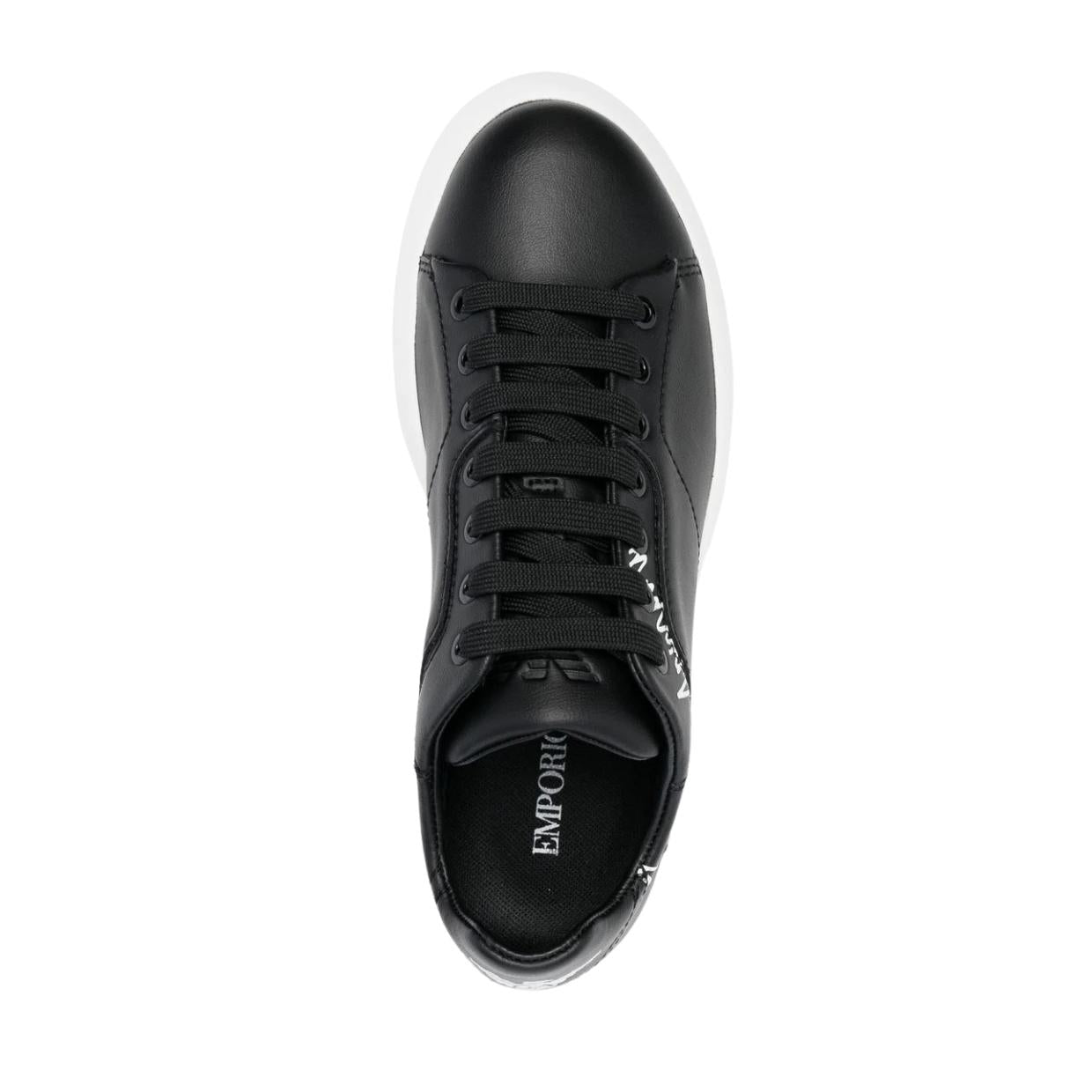 Armani black sales leather trainers
