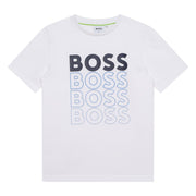 BOSS Kid's Gradient Logo White T-Shirt
