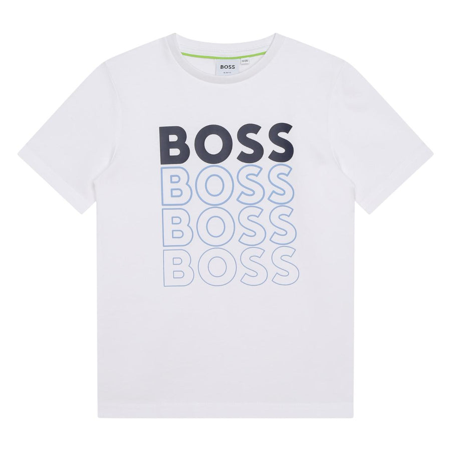 BOSS Kid's Gradient Logo White T-Shirt