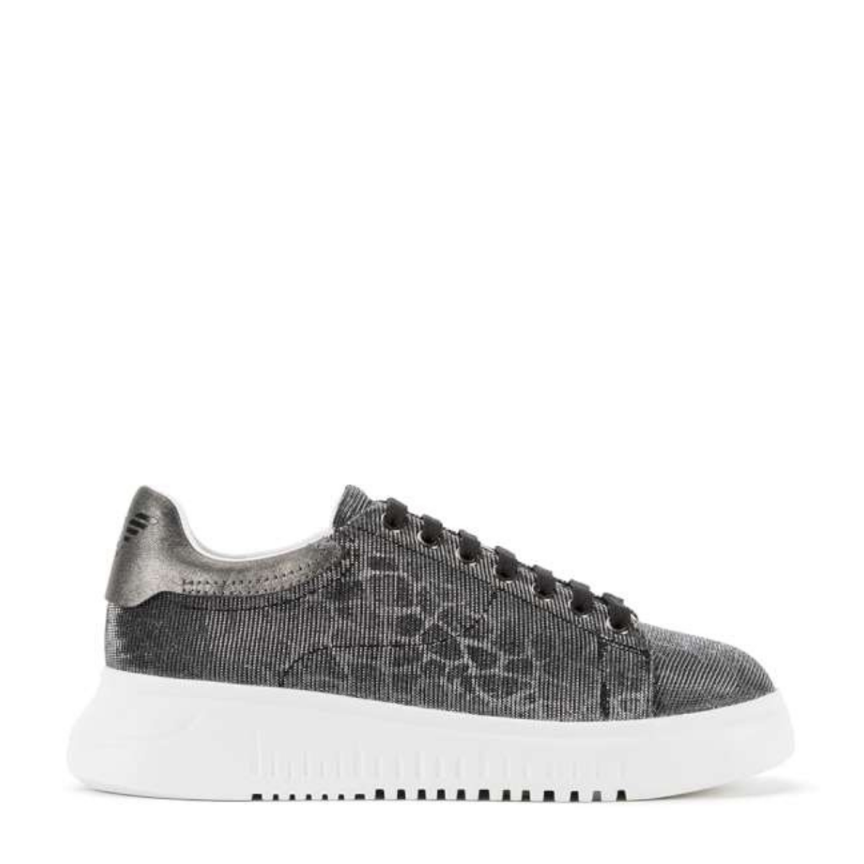 Emporio Armani Gunmetal Shimmer Print Sneakers 