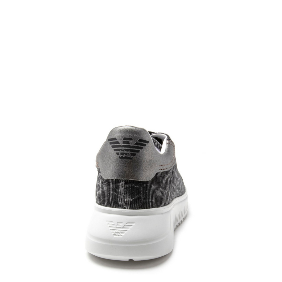 Emporio Armani Gunmetal Shimmer Print Sneakers 