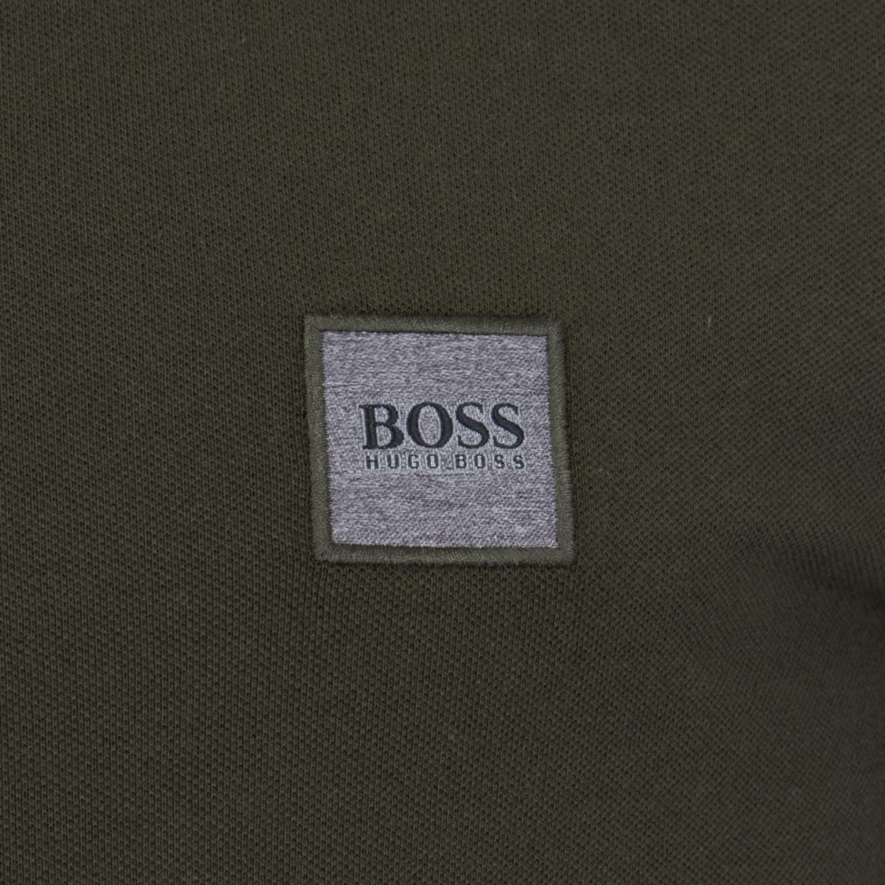 BOSS Passerby  Khaki Green Long Sleeve Polo Shirt