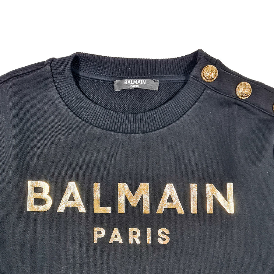 Balmain Paris Kids Black Metallic Logo Sweater