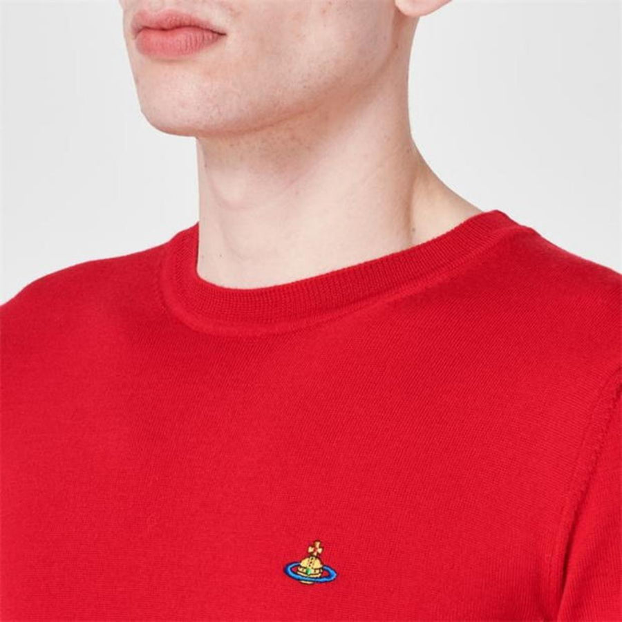 Vivienne Westwood Red Embroidered Logo Wool Jumper