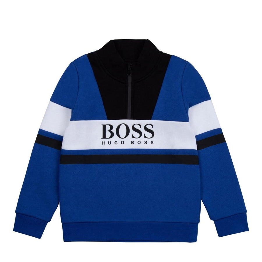 BOSS Kids Blue Half Zip Sweatshirt