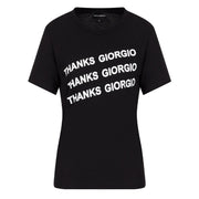 Emporio Armani Black "THANKS GIORGIO" Print T-shirt