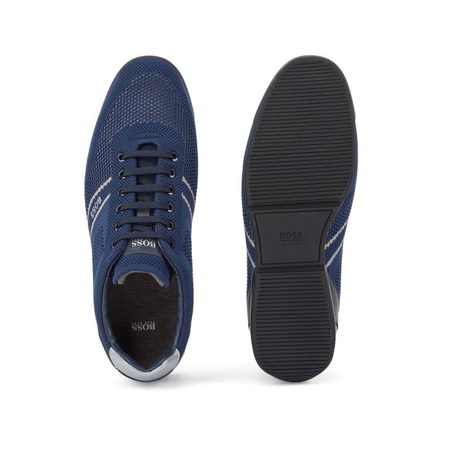 BOSS Blue Knitted Upper Low Top Trainers