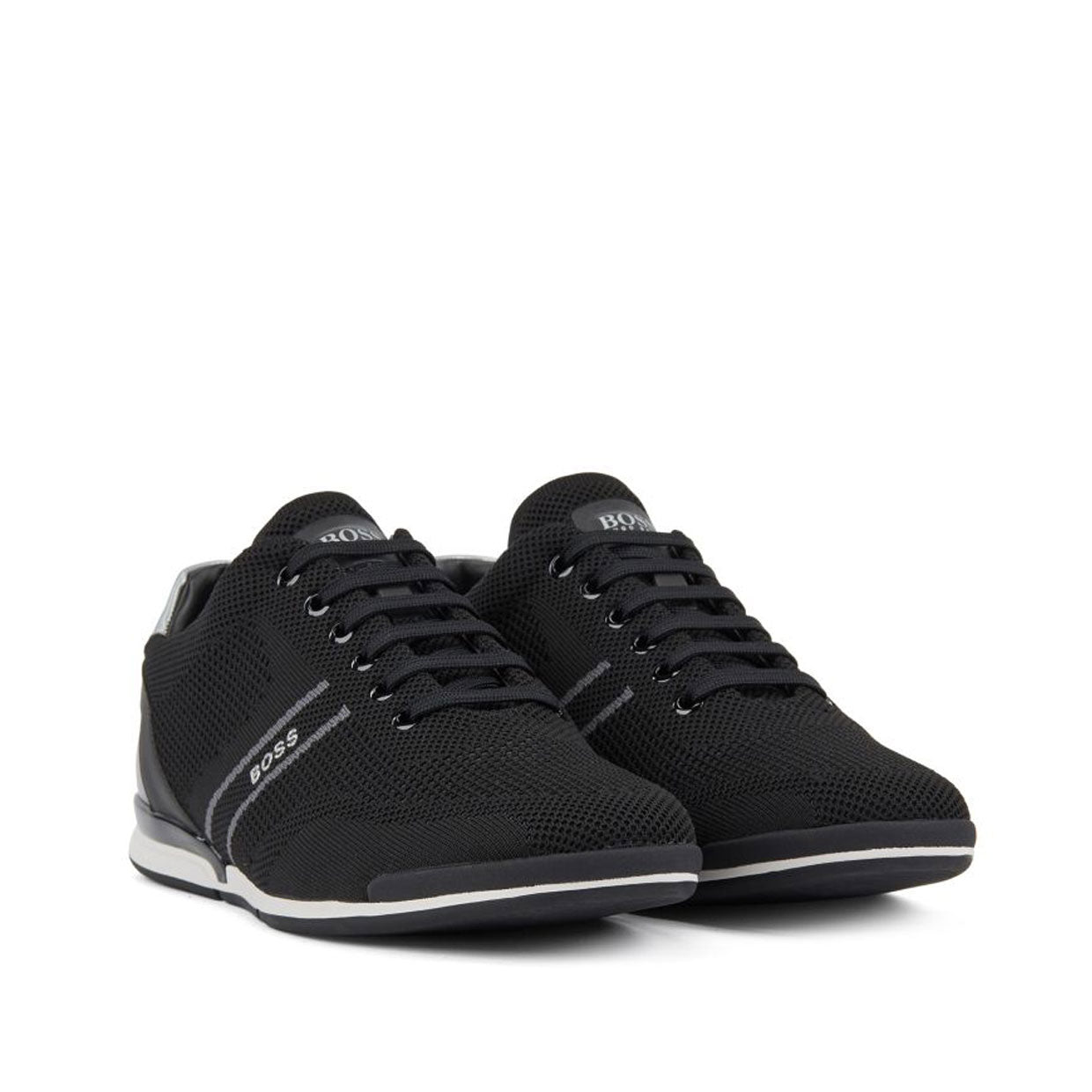 BOSS Black Knitted Upper Low Top Trainers