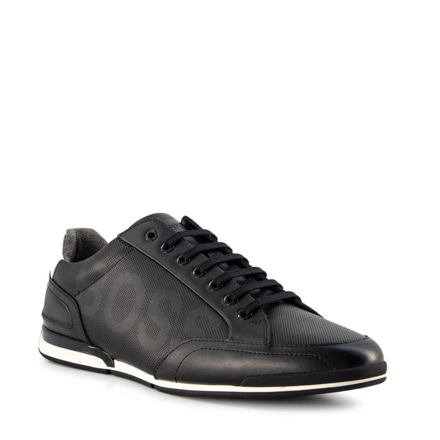 BOSS Low-profile leather trainers with perforated detailing