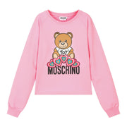 Moschino Kids Pink Rhinestone Heart Sweatshirt