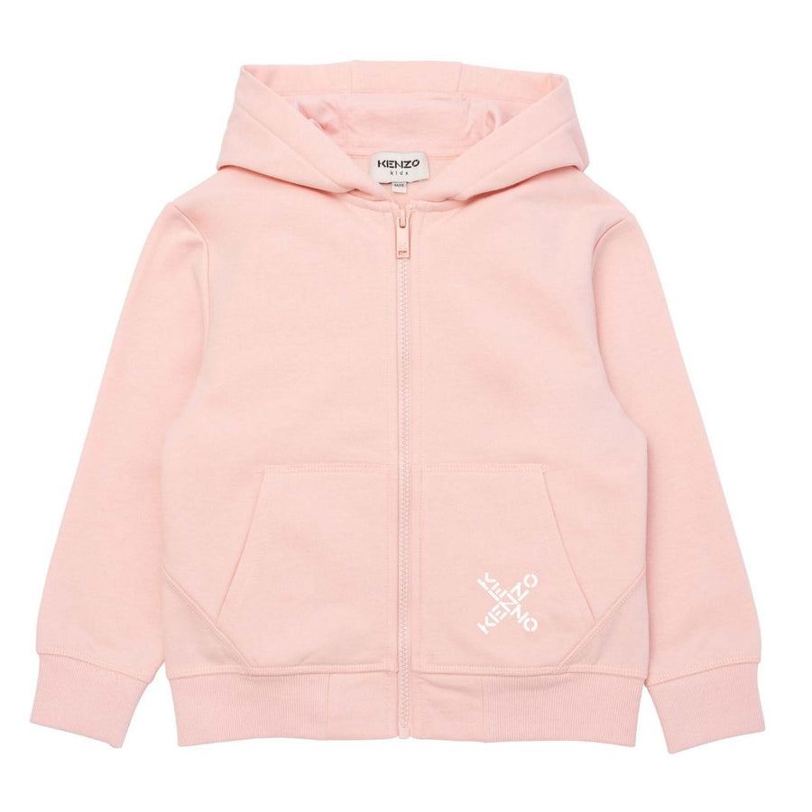 Kenzo Kids Pink Criss Cross Print Logo Hoodie