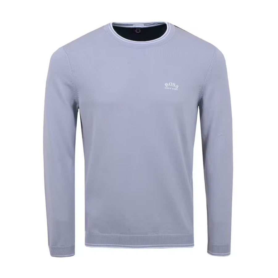 BOSS Light Blue Ritcom Curved Logo Sweater