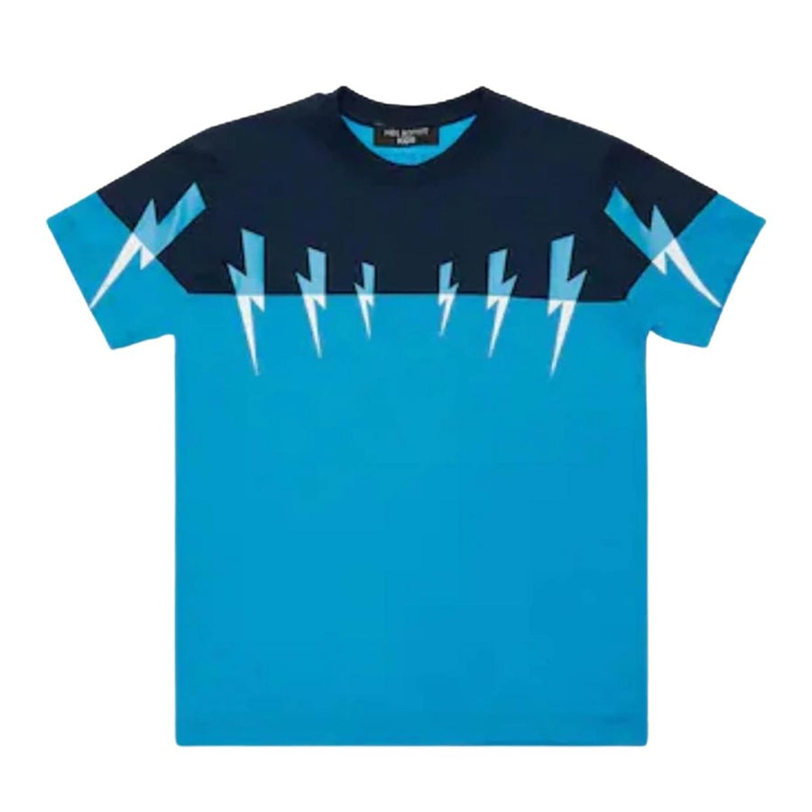 Neil Barrett Kids Blue Lighting Bolt Print T-Shirt