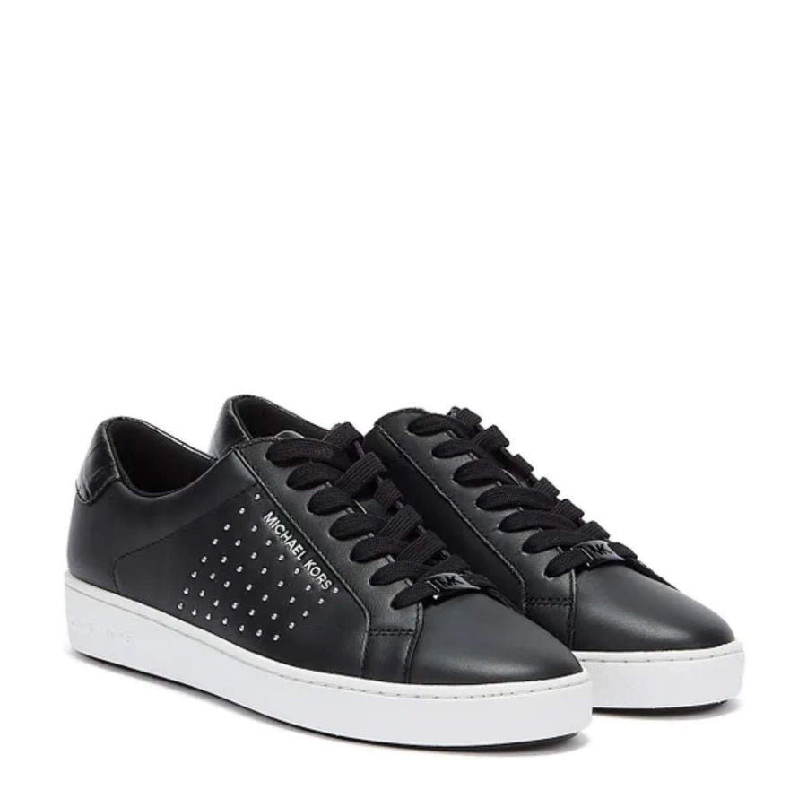Michael Kors Black Irving Round Studs Leather Trainers