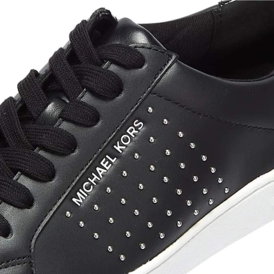 Michael Kors Black Irving Round Studs Leather Trainers