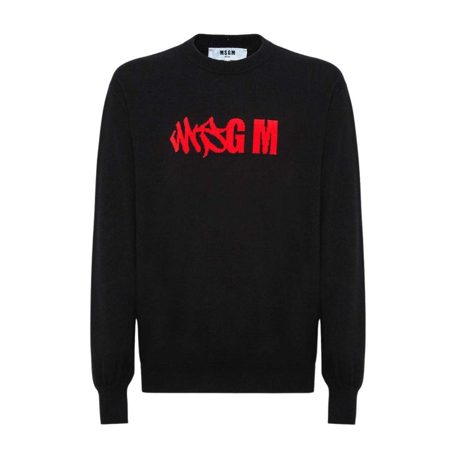 MSGM Black Two-Style Logo Sweater