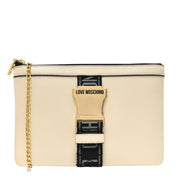 Love Moschino Cream Logo Tape Clasp Bag