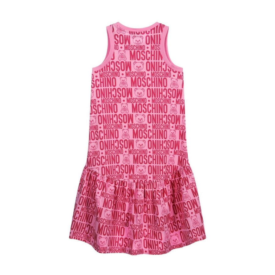 Moschino Kids Pink Logo Print Dress
