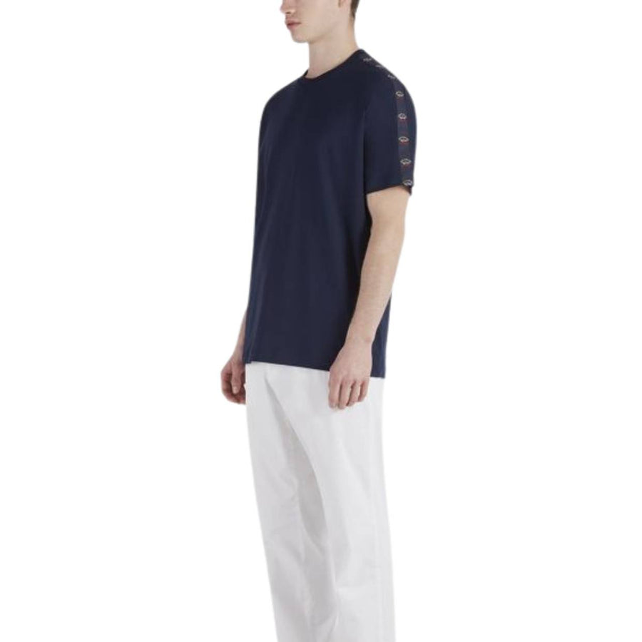 Paul & Shark Navy Cotton T-Shirt With Logo Tape