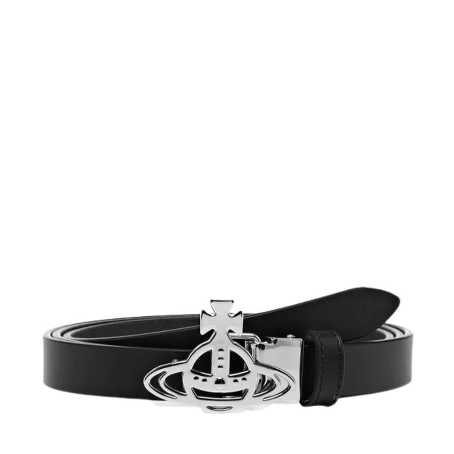 Vivienne Westwood Black Small Line Orb Buckle Belt