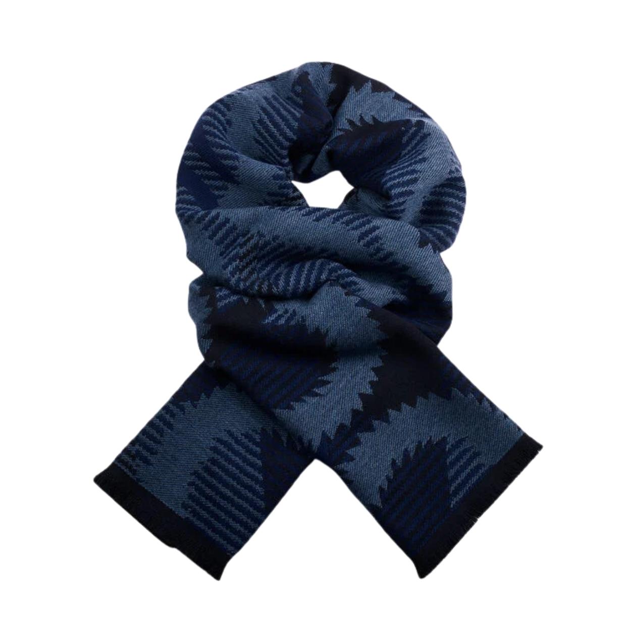 Vivienne Westwood Navy Blue Tartan Squiggle Orb Scarf