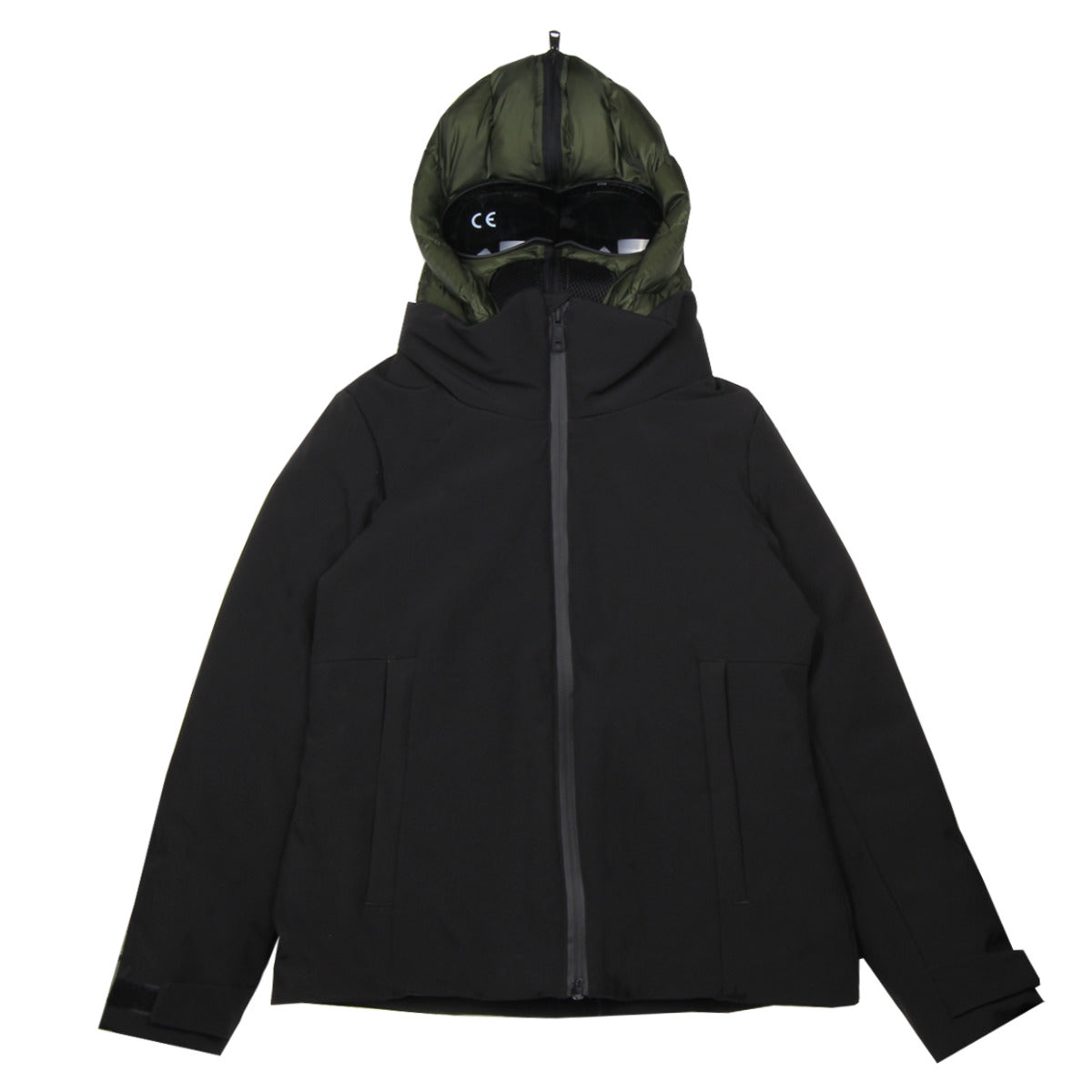 Al Riders On The Storm Black Down Goggle Hood Jacket front 