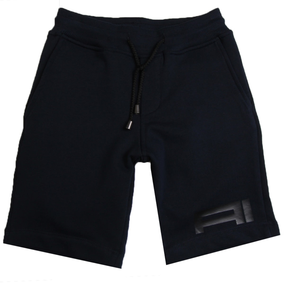 AI Riders On The Storm Kids Navy Fleece Shorts Front View 