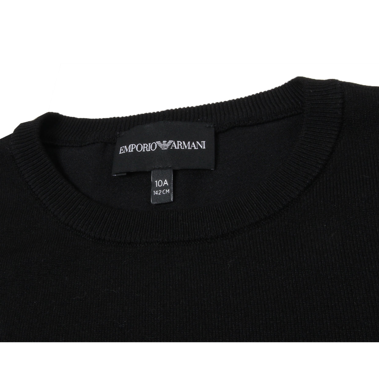 Armani Junior Logo Black Knit Top Neck