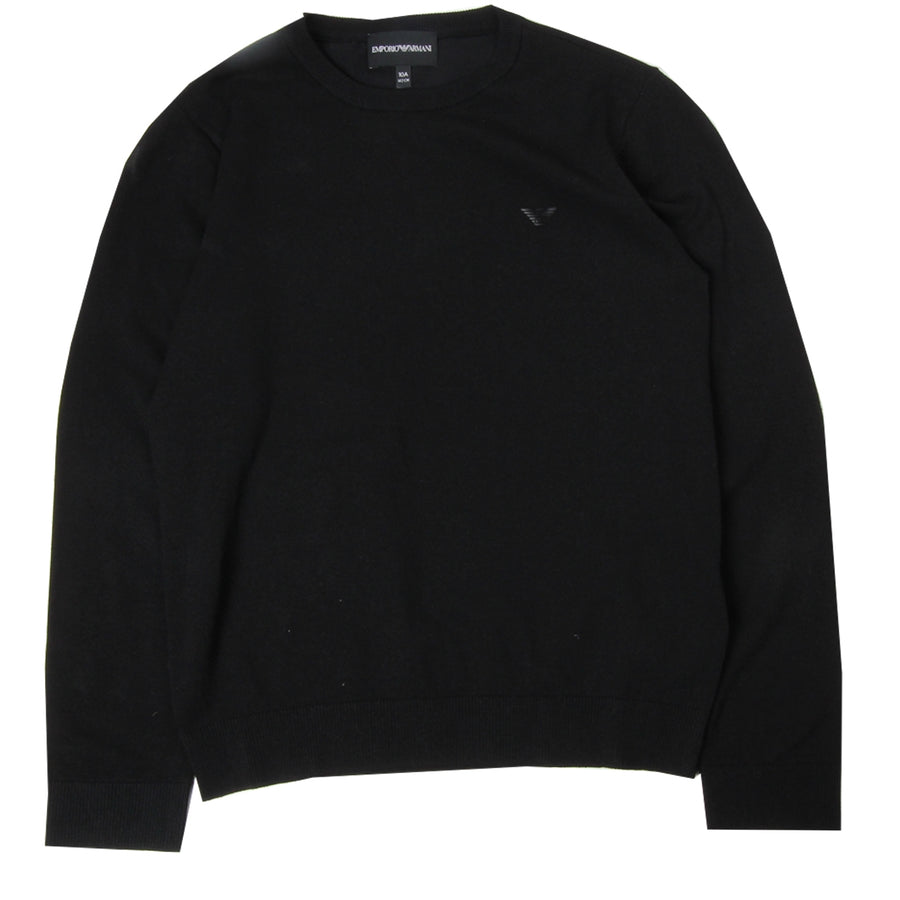 Armani Junior Logo Black Knit Top Front