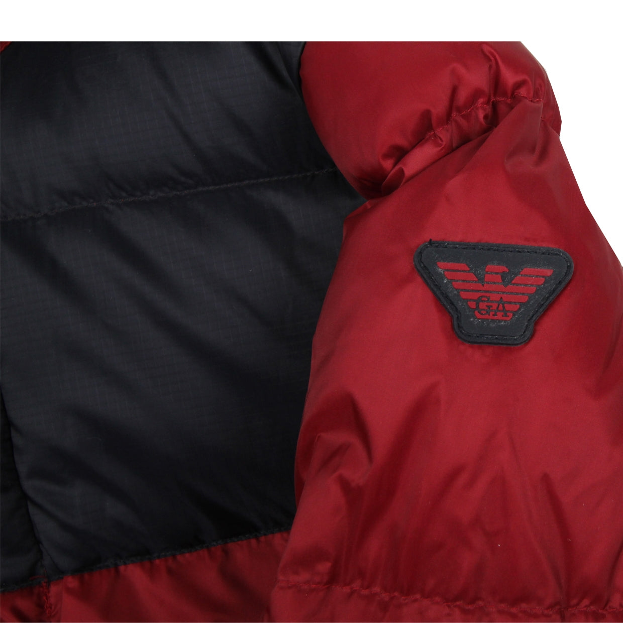 Armani Junior Red Down Nylon Jacket Logo