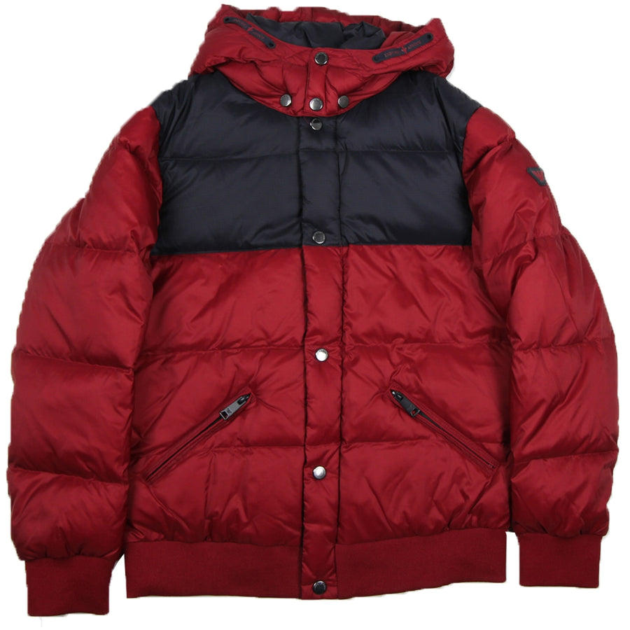 Armani Junior Red Down Nylon Jacket Front