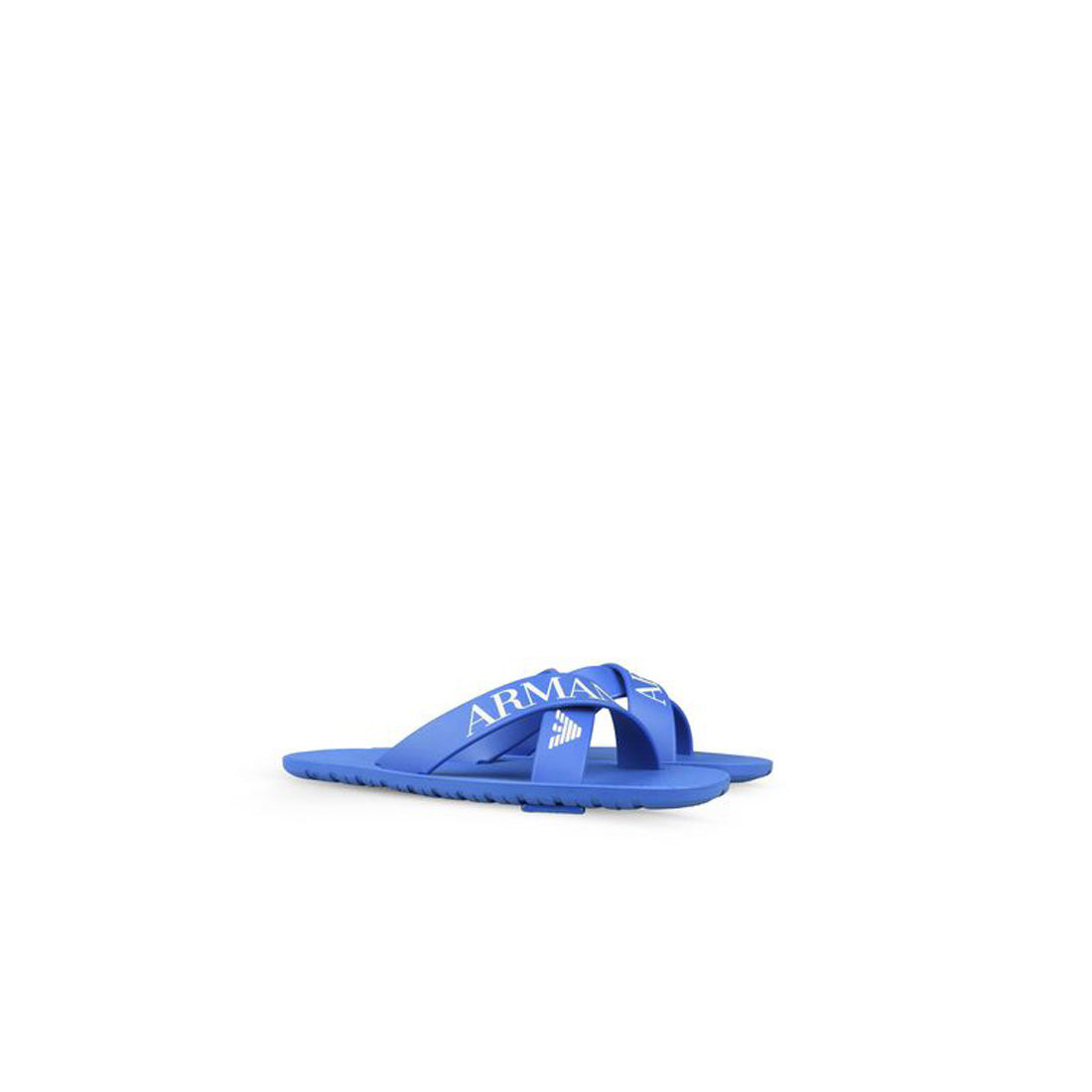 Armani Junior Logo Crossover Blue Slipper - Retro Designer Wear