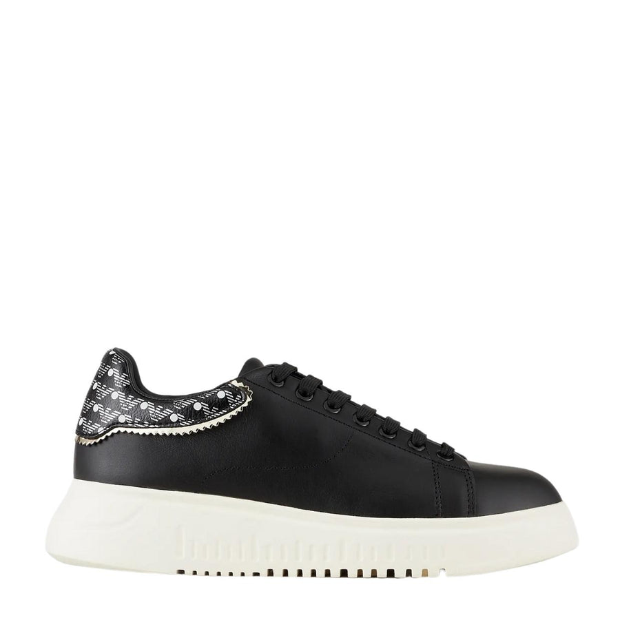 Emporio Armani Black Heel Monogram Sneakers